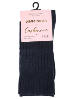 Pierre Cardin Calze corte donna in misto lana e cashmere a costine - blu scuro