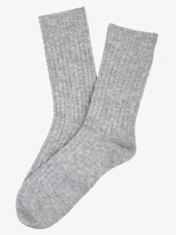 Pierre Cardin Calze corte donna in misto lana e cashmere a costine - grigio