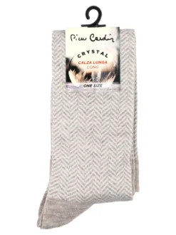 Pierre Cardin Calze lunghe da donna con stampa spigata e lurex - beige