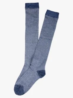 Pierre Cardin Calze lunghe da donna con stampa spigata e lurex - azzurro