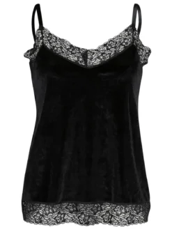 Pierre Cardin Canotta in velluto con pizzo