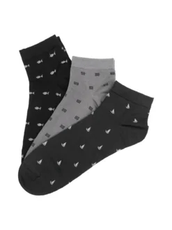 Pierre Cardin Confezione da 3 paia di calze corte da uomo in filo di scozia con stampe