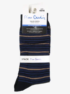 Pierre Cardin Confezione da 3 paia di calze corte da uomo rigate in filo di scozia