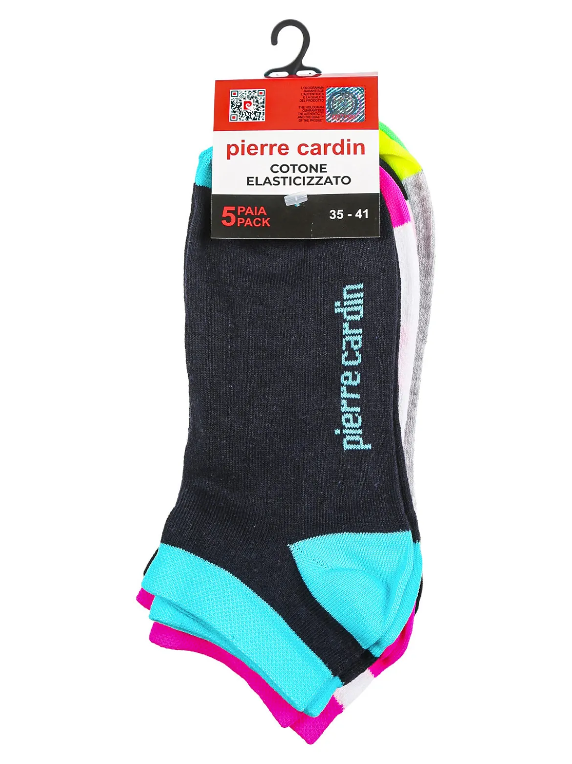 Pierre Cardin Confezione da 5 paia di calze corte fluo da donna in cotone