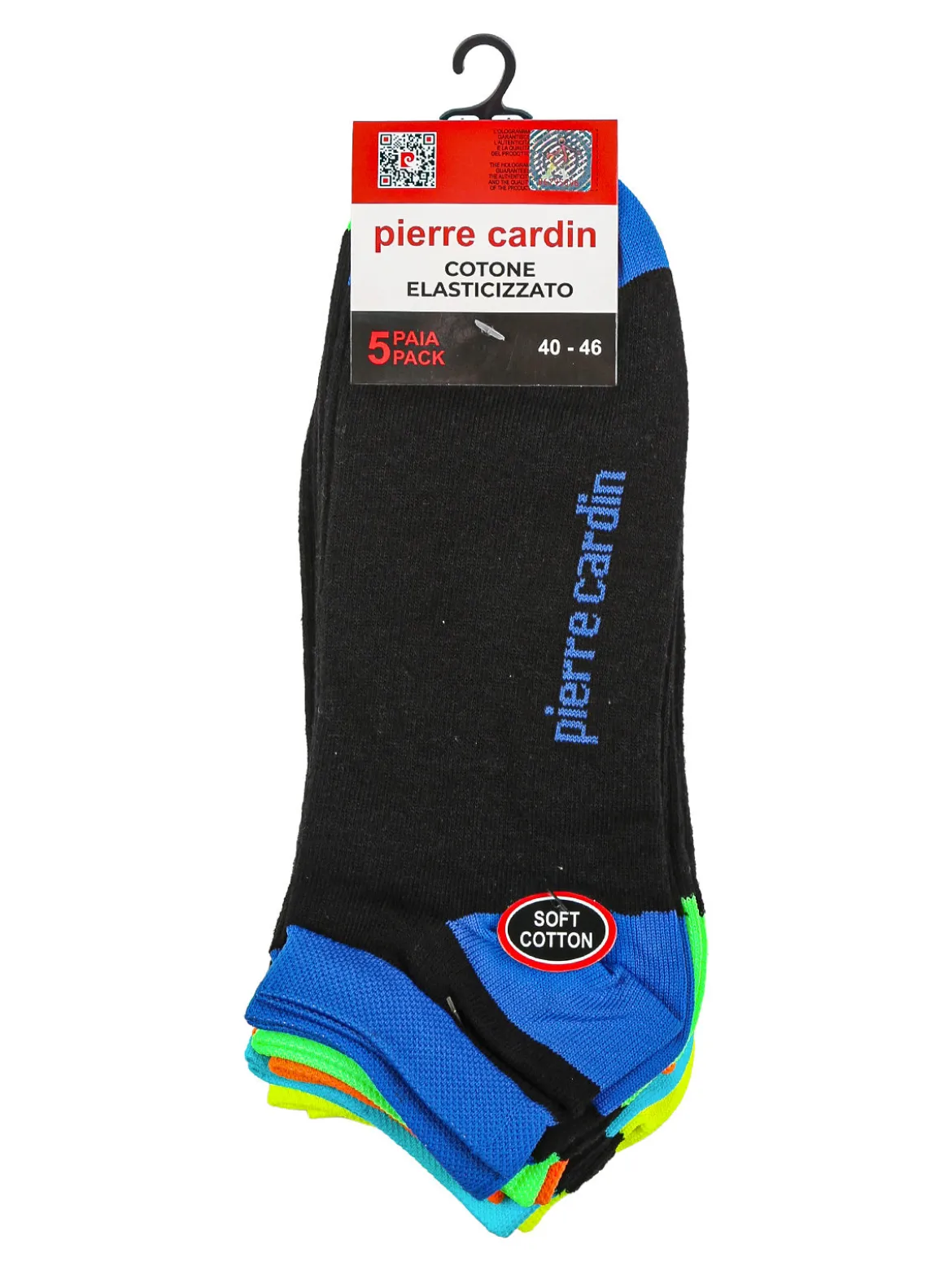 Pierre Cardin Confezione da 5 paia di calze corte fluo da uomo in cotone