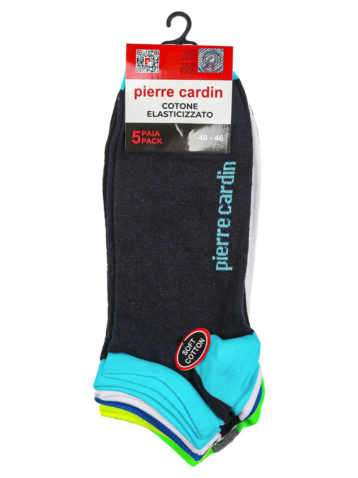 Pierre Cardin Confezione da 5 paia di calze corte fluo da uomo in cotone