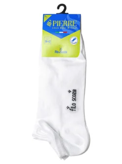 Pierre Cardin Confezione da 3 paia di calze pedulini unisex in filo di scozia - bianco