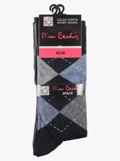 Pierre Cardin 3 Paia di calze corte da uomo a rombi in caldo cotone