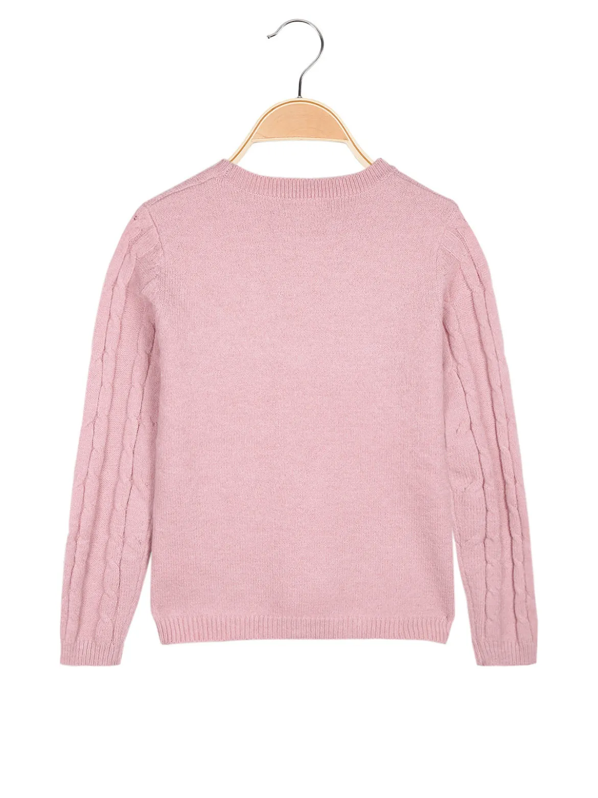 Pink Baby Maglione a treccia da bambina con sciarpa