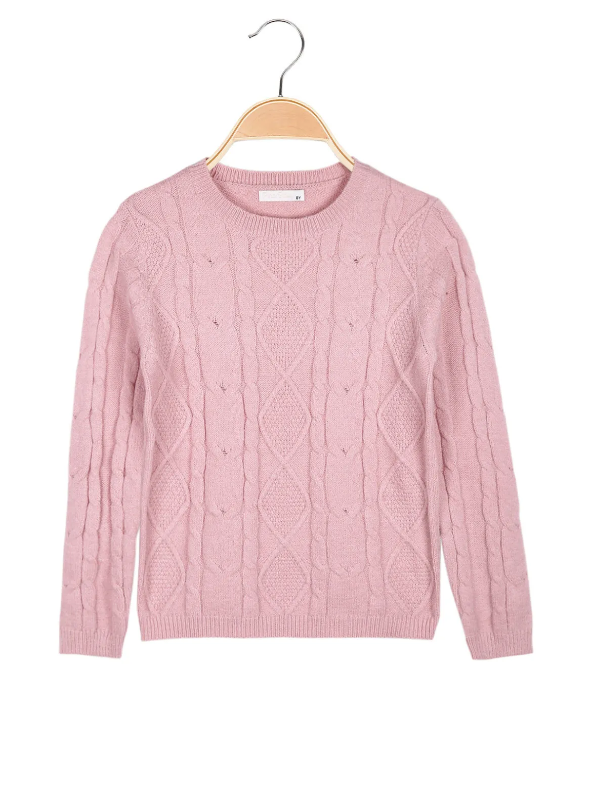 Pink Baby Maglione a treccia da bambina con sciarpa