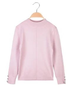 Pink Baby Pullover da bambina in maglia con collo a lupetto