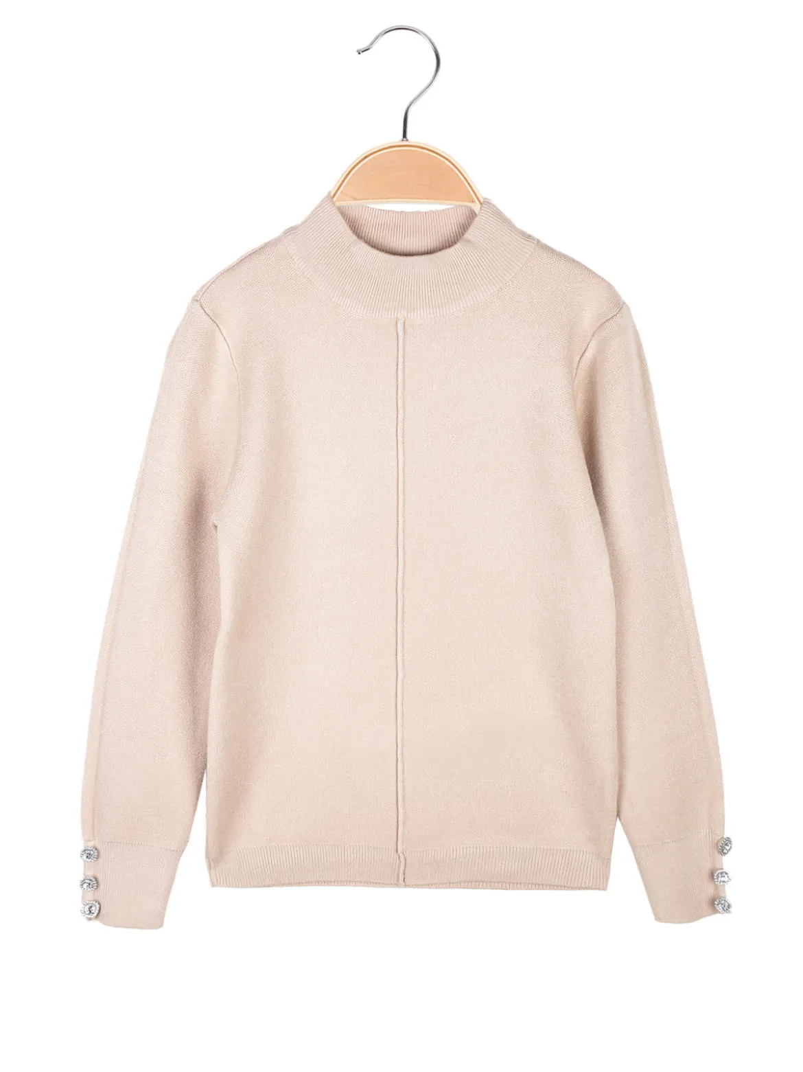 Pink Baby Pullover da bambina in maglia con collo a lupetto