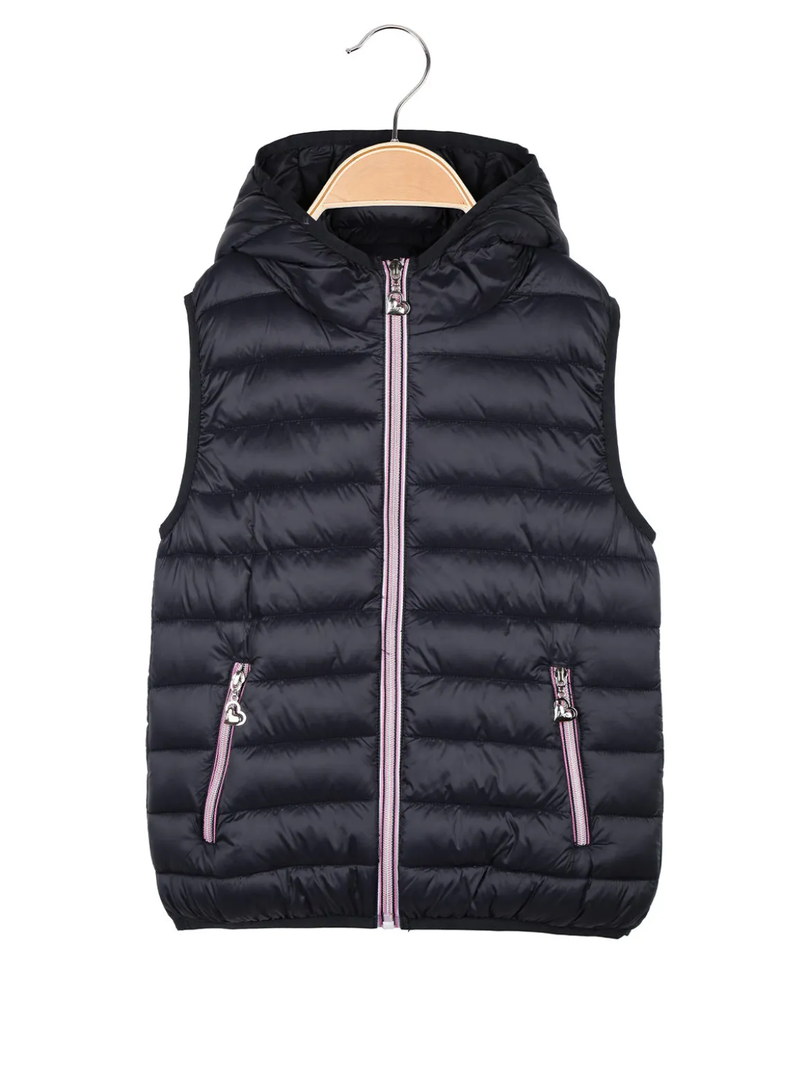 Pink Baby Smanicato da bambina con cappuccio e zip