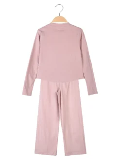 Pink Girl Completo 2 pezzi da bambina a coste con strass - rosa