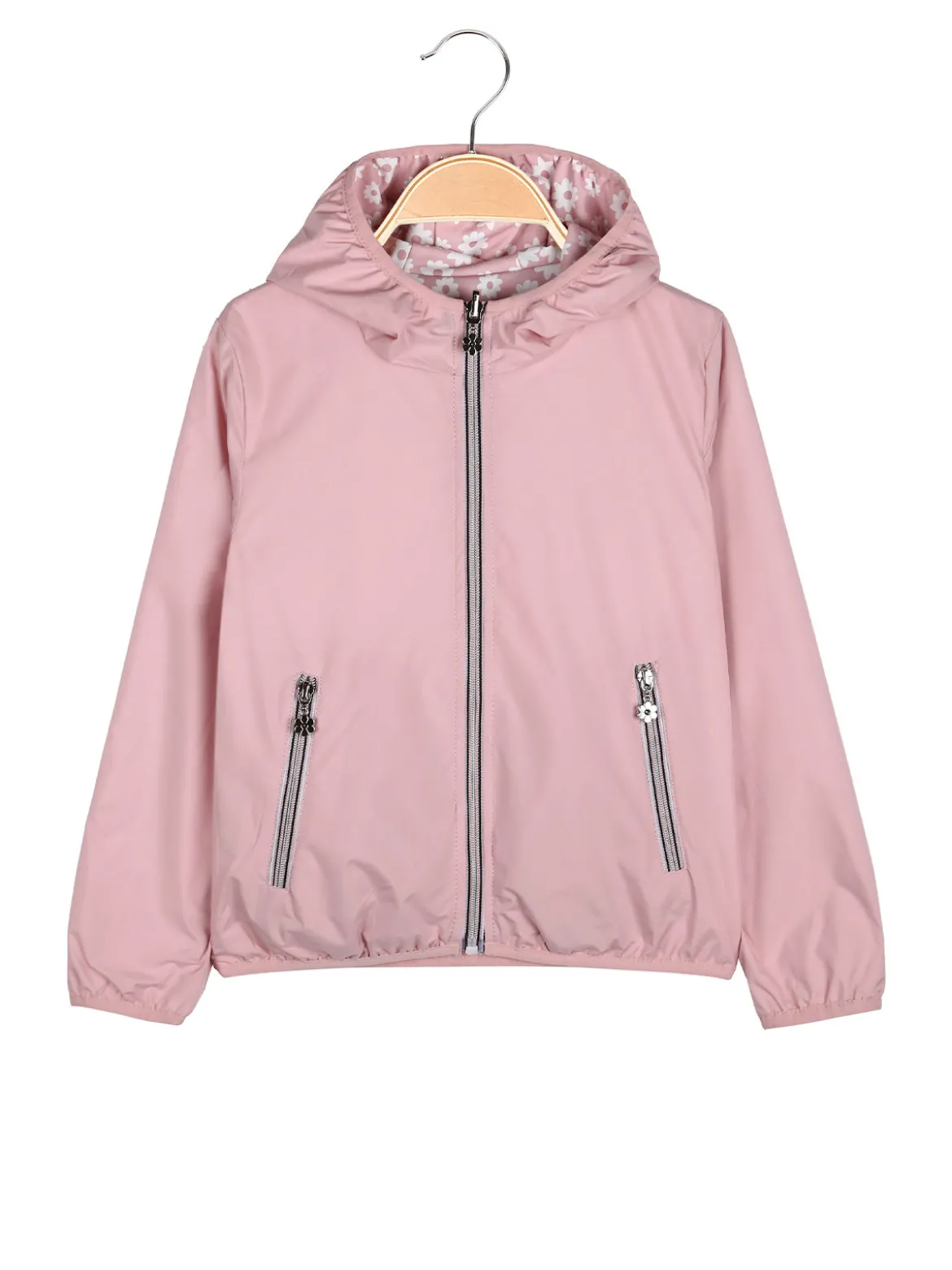 Pink Girl Giacca a vento da bambina doubleface con cappuccio - rosa