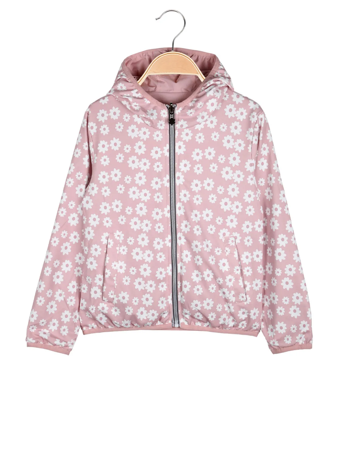 Pink Girl Giacca a vento da bambina doubleface con cappuccio - rosa