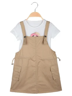 Pink Rabbit Abito a salopette da bambina con t-shirt
