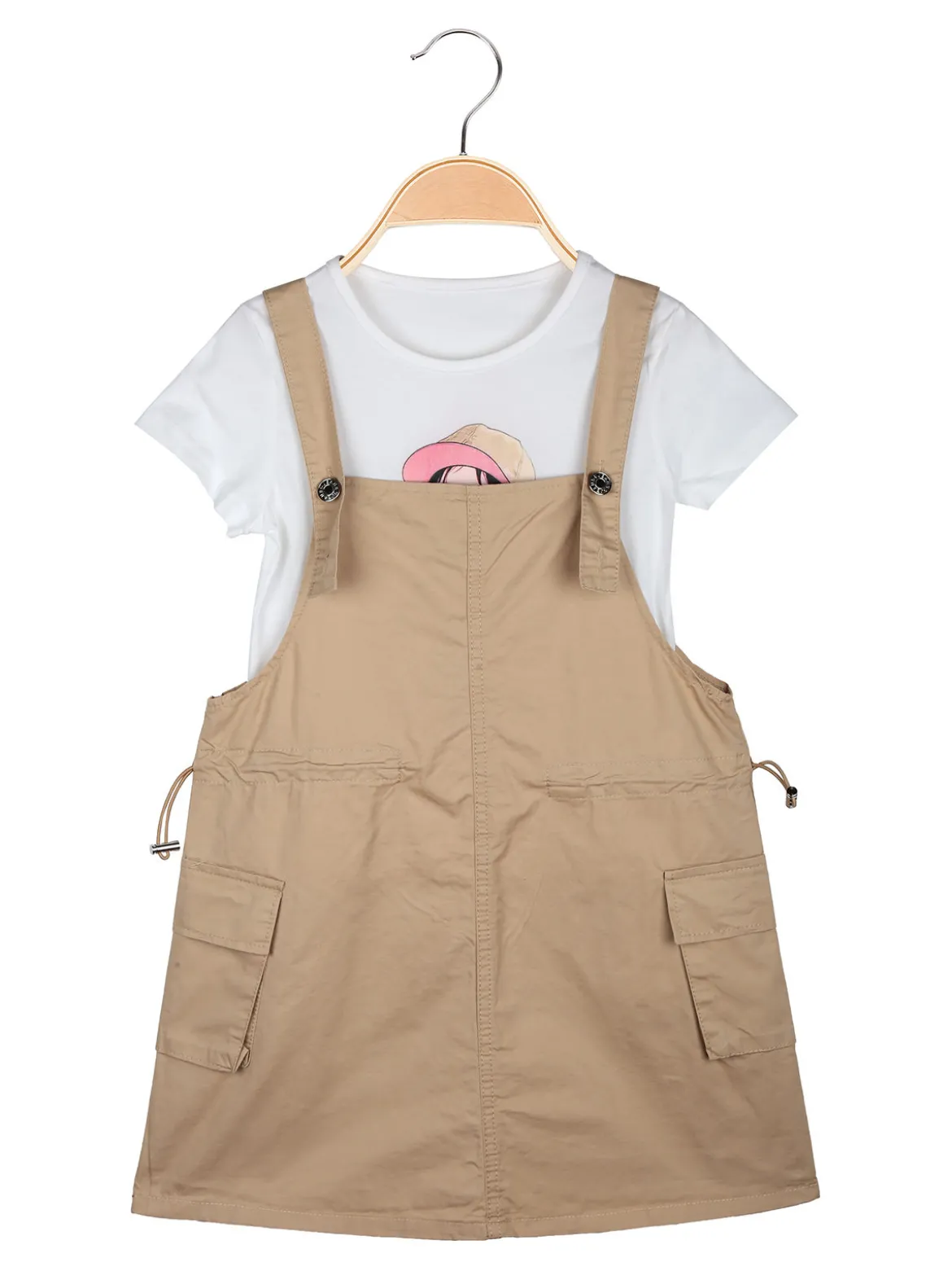 Pink Rabbit Abito a salopette da bambina con t-shirt