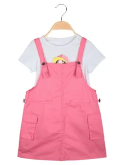Pink Rabbit Abito a salopette da bambina con t-shirt