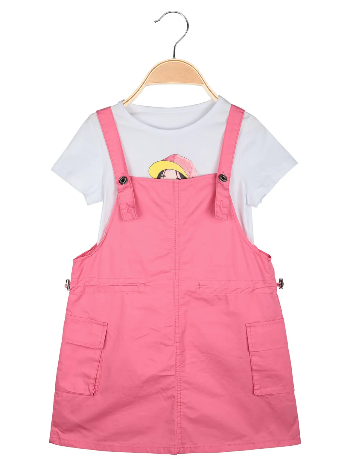 Pink Rabbit Abito a salopette da bambina con t-shirt