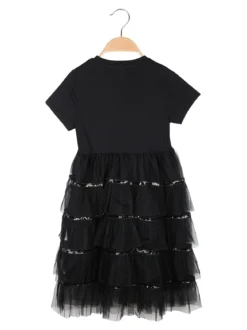 Pink Rabbit Abito da bambina a maniche corte con gonna in tulle e paillettes