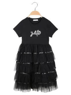 Pink Rabbit Abito da bambina a maniche corte con gonna in tulle e paillettes