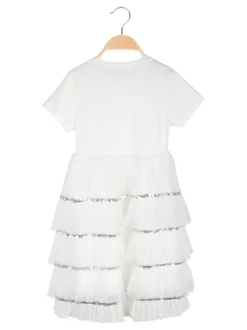 Pink Rabbit Abito da bambina a maniche corte con gonna in tulle e paillettes