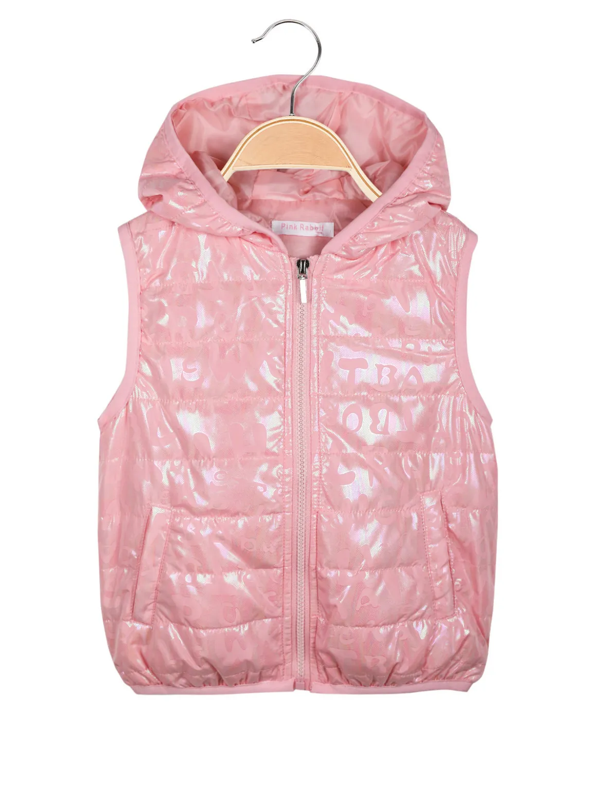 Pink Rabbit Gilet imbottito da bambina con cappuccio