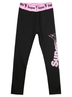 Pink Rabbit Leggings felpati da ragazza con stampa - rosa