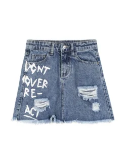 Pink Rabbit Minigonna in jeans da ragazza con scritta