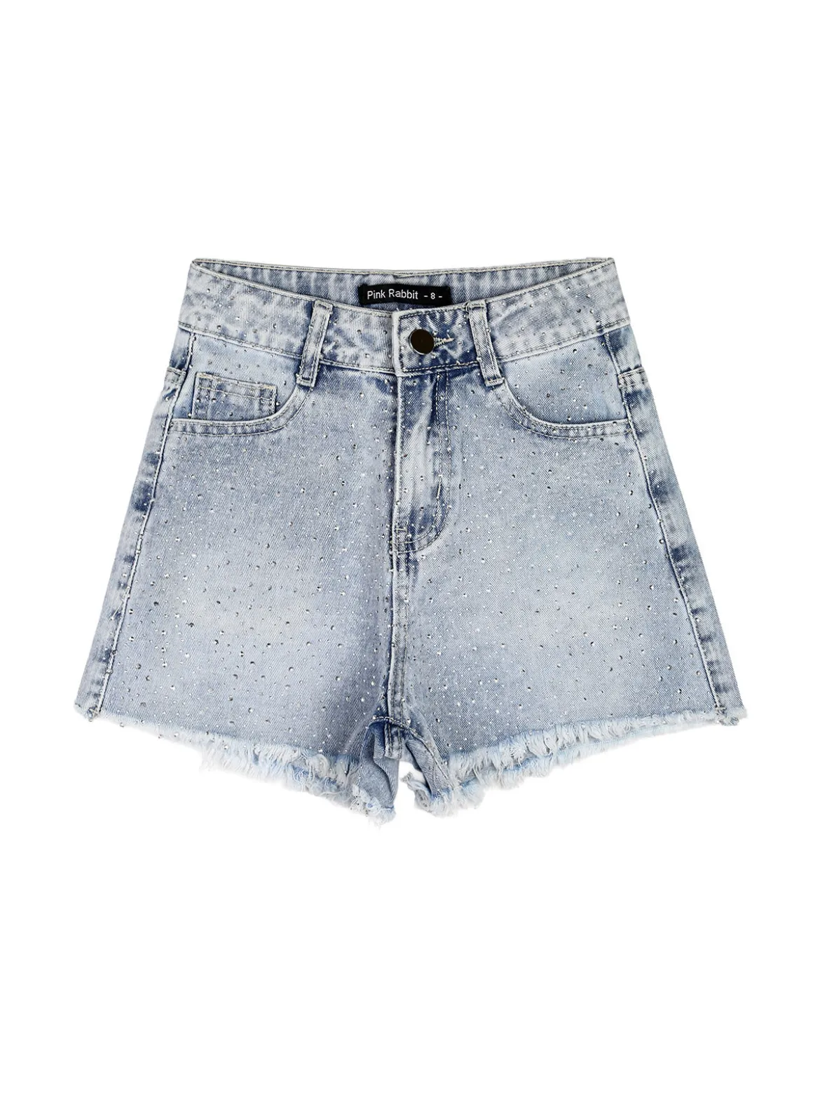 Pink Rabbit Shorts da ragazza in jeans con micro borchie - jeans