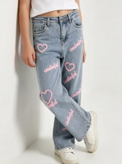 Pink Shell Jeans baggy da bambina con ricami - jeans
