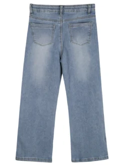 Pink Shell Jeans da bambina a gamba dritta con micro borchie e strass - jeans
