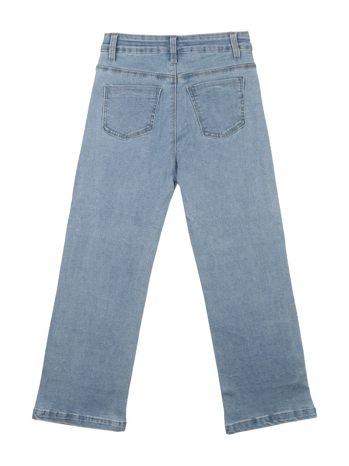 Pink Shell Jeans da bambina a gamba larga con strass