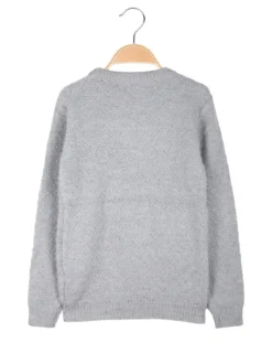 Pink Shell Maglione lurex da bambina con dettaglio in tulle - grigio