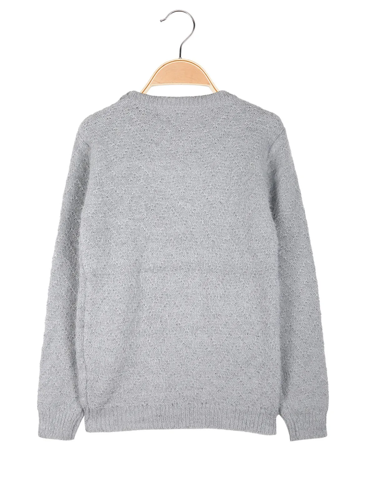 Pink Shell Maglione lurex da bambina con dettaglio in tulle - grigio