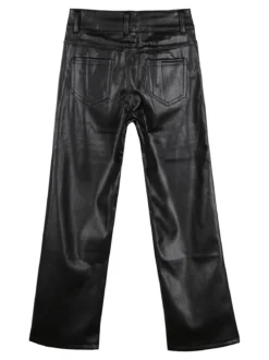 Pink Shell Pantaloni da bambina in ecopelle - nero