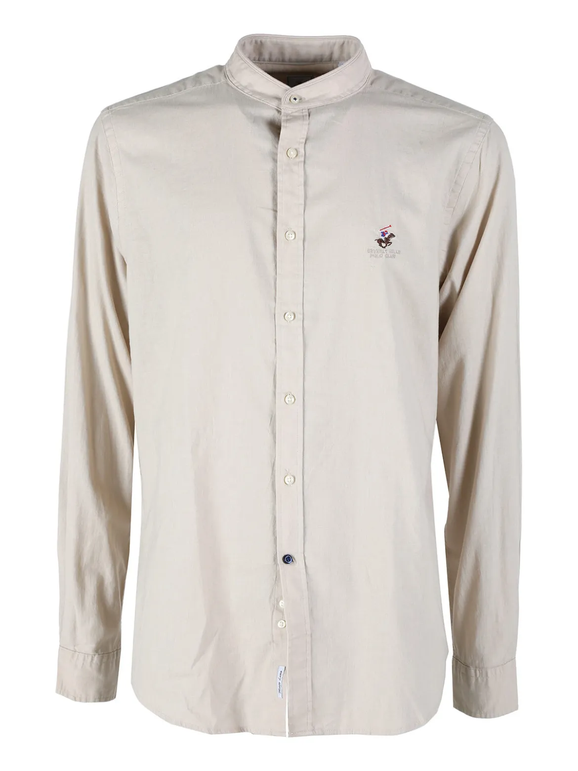 Polo Club Camicia da uomo alla coreana in misto lino e cotone