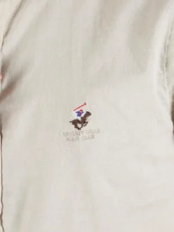 Polo Club Camicia da uomo alla coreana in misto lino e cotone