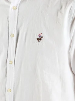 Polo Club Camicia da uomo alla coreana in misto lino e cotone