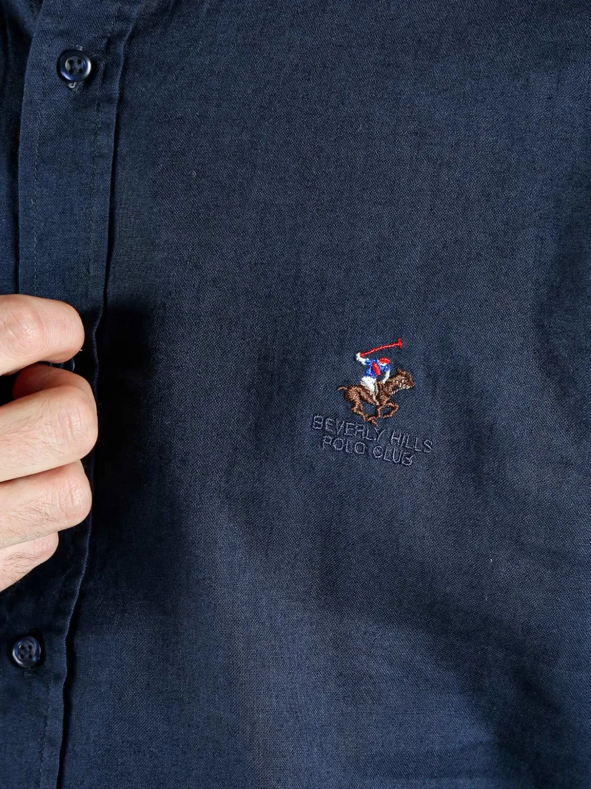 Polo Club Camicia da uomo alla coreana in misto lino e cotone