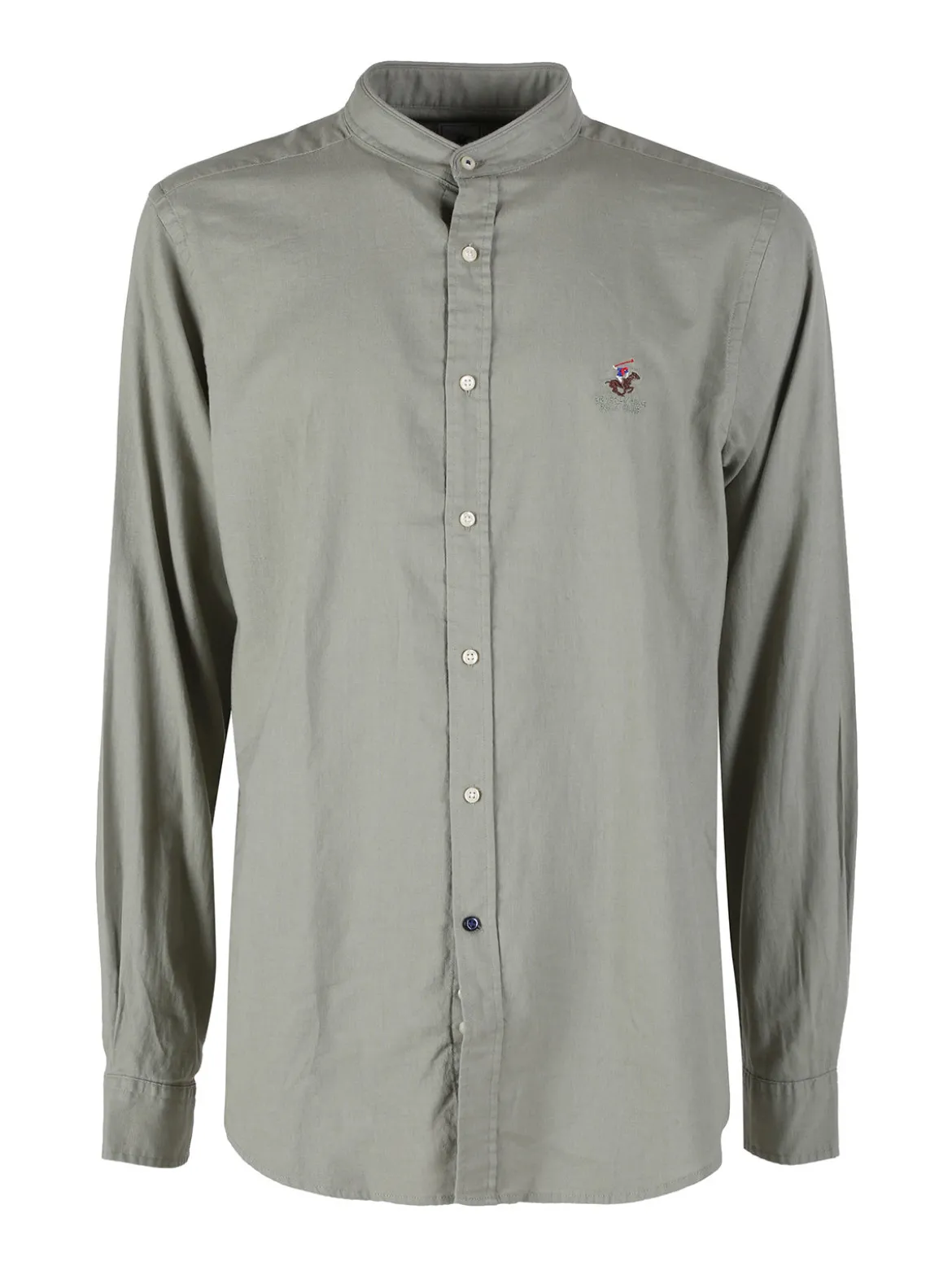 Polo Club Camicia da uomo alla coreana in misto lino e cotone