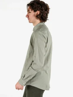 Polo Club Camicia da uomo alla coreana in misto lino e cotone