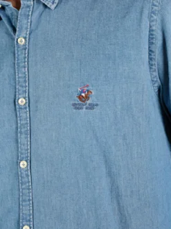 Polo Club Camicia da uomo in jeans a maniche lunghe