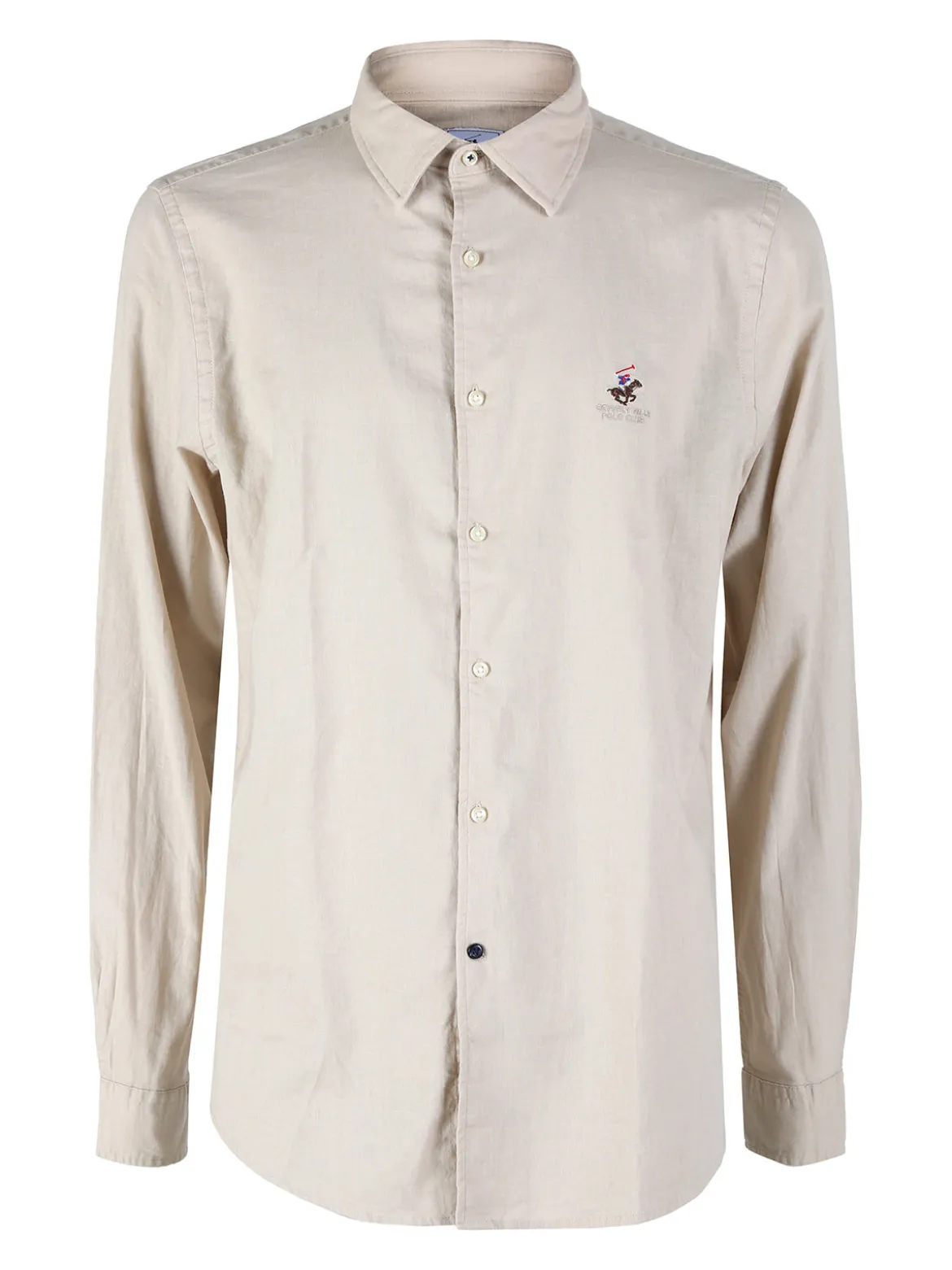 Polo Club Camicia da uomo in misto lino e cotone a maniche lunghe