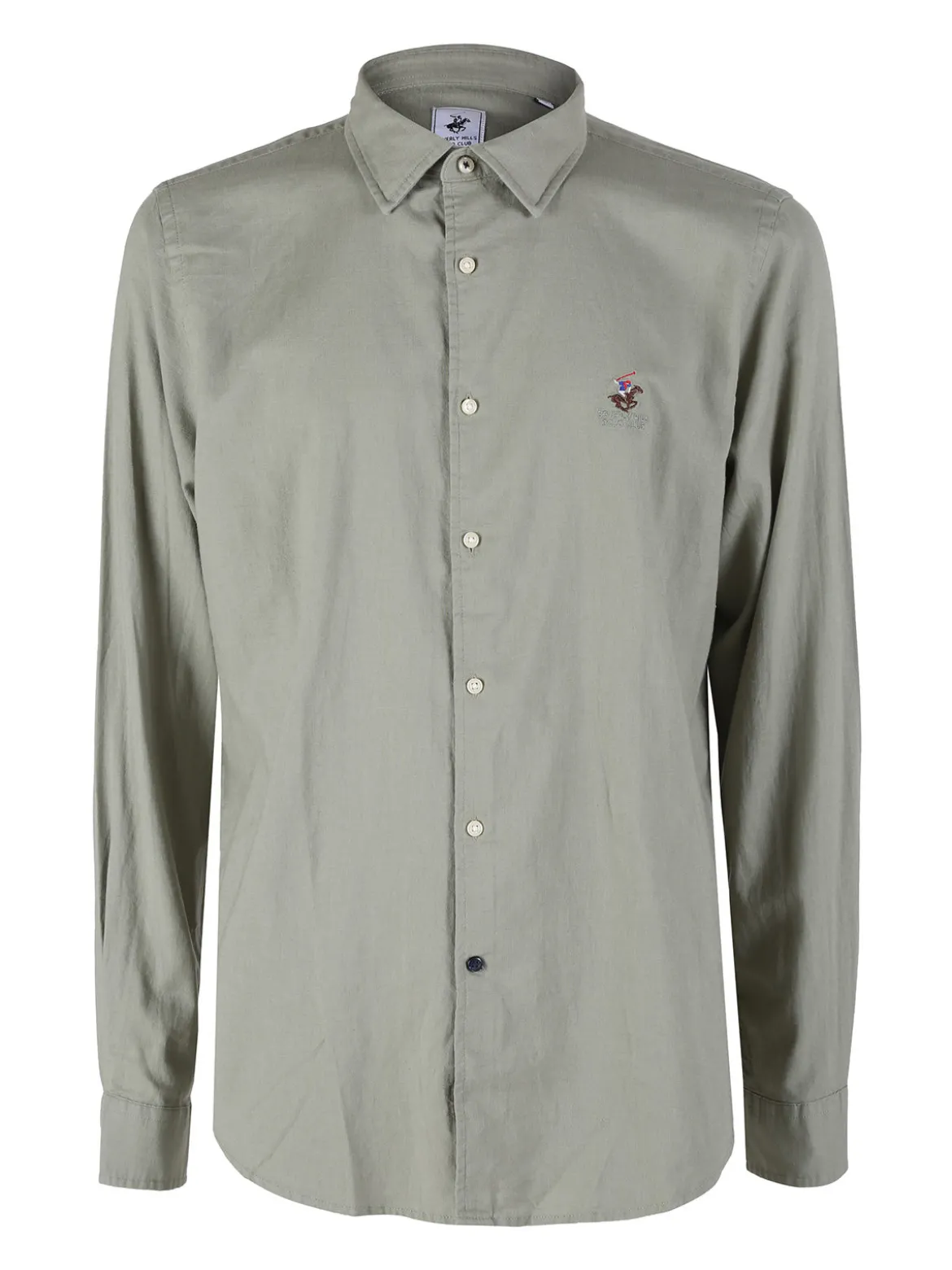Polo Club Camicia da uomo in misto lino e cotone a maniche lunghe
