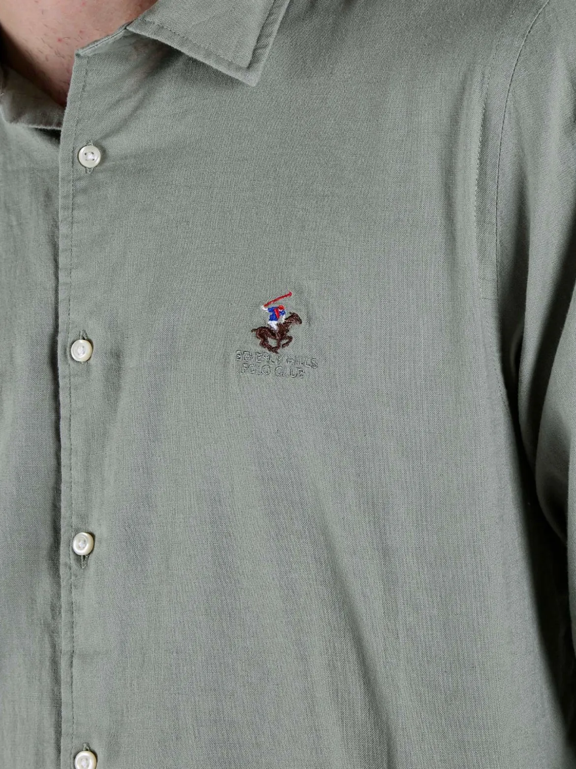 Polo Club Camicia da uomo in misto lino e cotone a maniche lunghe