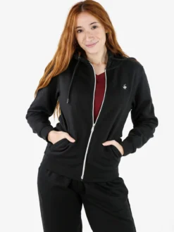 Polo Club Felpa donna con cappuccio e zip e interno felpato - nero