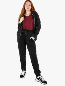 Polo Club Felpa donna con cappuccio e zip e interno felpato - nero