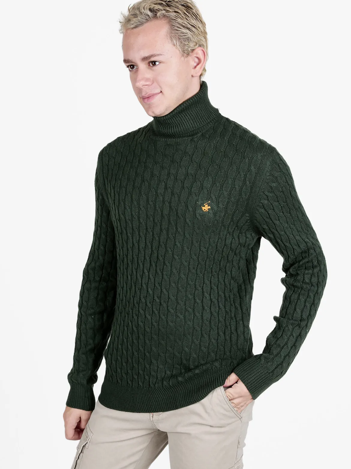 Polo Club Maglione dolcevita da uomo a trecce